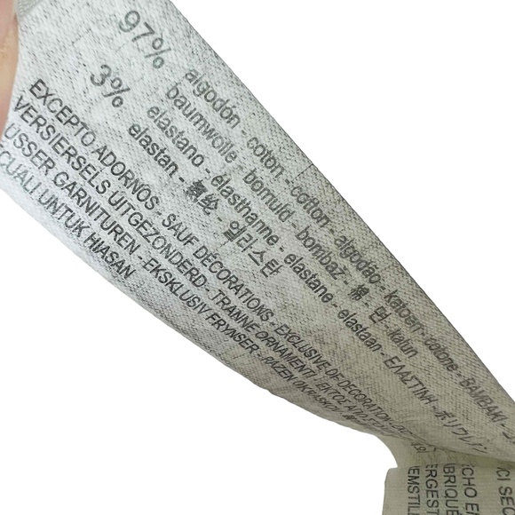 Zara Basic Size Small Skirt White Denim Mini‎ Frayed Hem Striped Trim - Picture 10 of 10